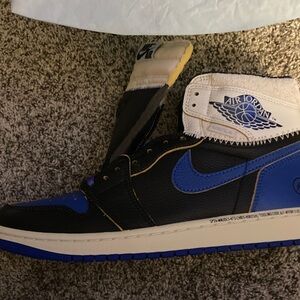 Jordan Men's Black and Royal Blue High-Tops